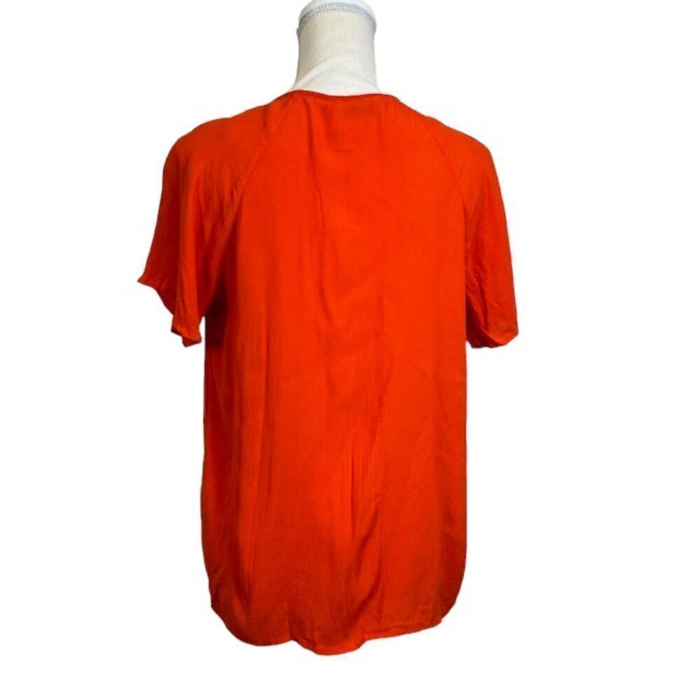 Article Crepe Blouse Split Neck Pintuck Detail Breezy Orange Size Small - Picture 3 of 8